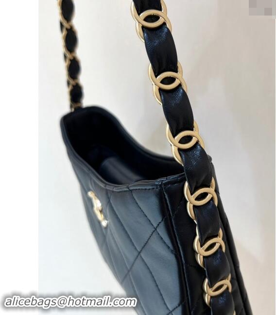 Promotional Chanel Lambskin Hobo Bag with CC Chain Strap Black AS5177 2024 Top Quality