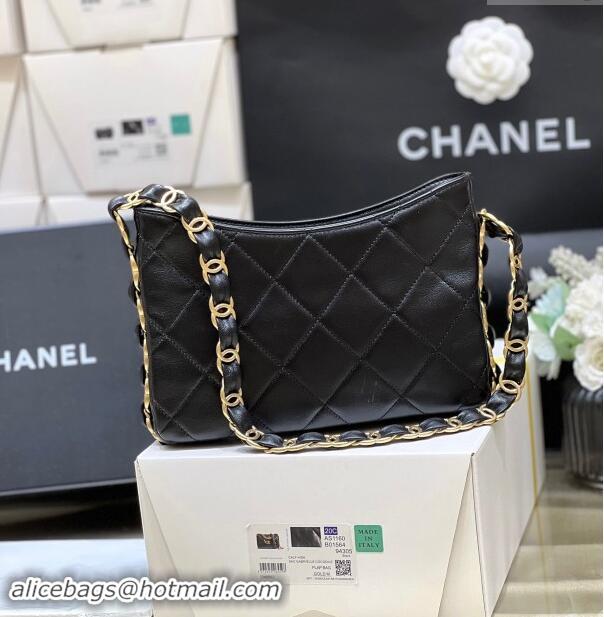 Promotional Chanel Lambskin Hobo Bag with CC Chain Strap Black AS5177 2024 Top Quality