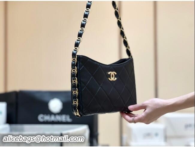 Promotional Chanel Lambskin Hobo Bag with CC Chain Strap Black AS5177 2024 Top Quality