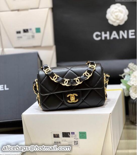 Famous Brand Chanel Lambskin Small Flap Bag with CC Chain AS5175 Black 2024 Top Quality