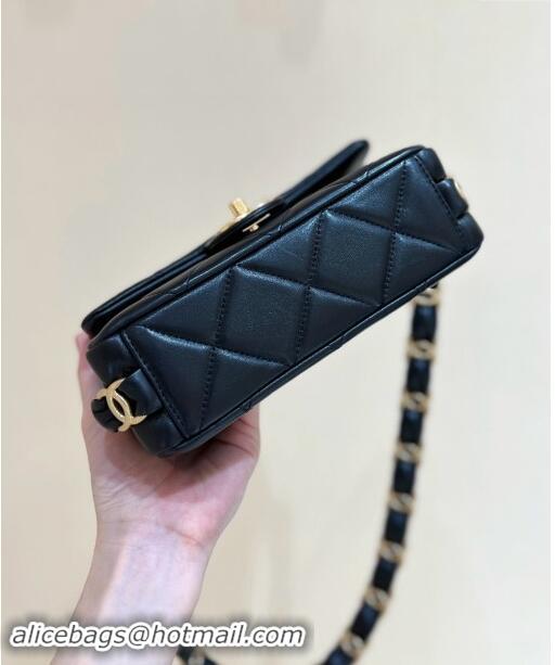 Promotional Chanel Lambskin Small Flap Bag with CC Chain AS5174 Black 2024 Top Quality