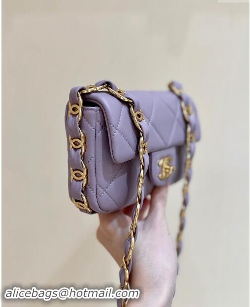 Top Design Chanel Lambskin Small Flap Bag with CC Chain AS5175 Light Purple 2024 Top Quality