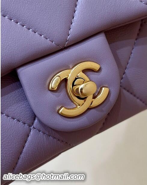 Top Design Chanel Lambskin Small Flap Bag with CC Chain AS5175 Light Purple 2024 Top Quality