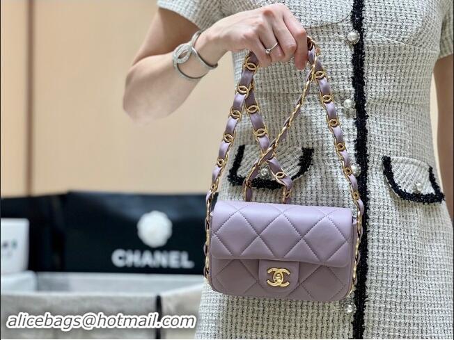 Top Design Chanel Lambskin Small Flap Bag with CC Chain AS5175 Light Purple 2024 Top Quality