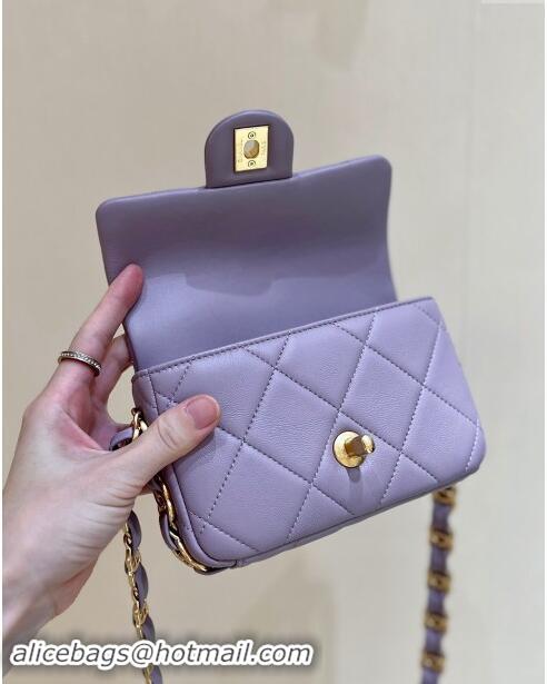 Top Design Chanel Lambskin Small Flap Bag with CC Chain AS5175 Light Purple 2024 Top Quality