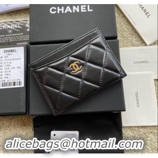 Well Crafted Chanel Lambskin Classic Card Holder A31510 Black/Gold 2024