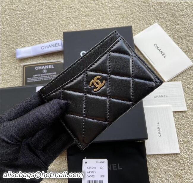 Well Crafted Chanel Lambskin Classic Card Holder A31510 Black/Gold 2024