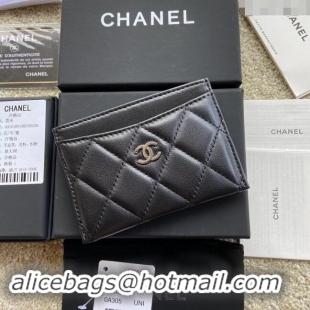 Luxury Discount Chanel Lambskin Classic Card Holder A31510 Black/Silver 2024