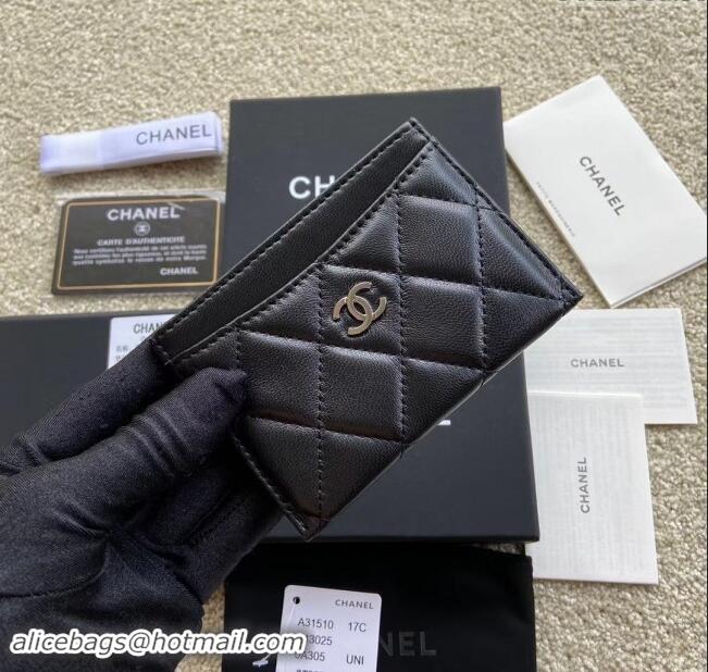 Luxury Discount Chanel Lambskin Classic Card Holder A31510 Black/Silver 2024