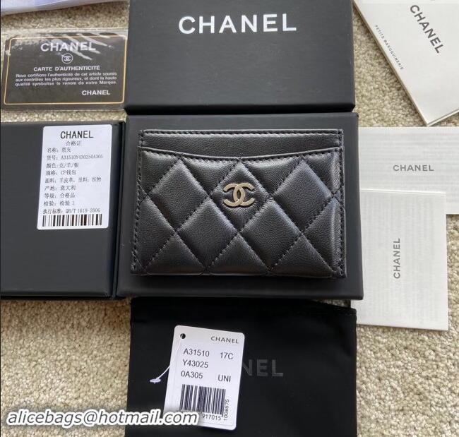 Luxury Discount Chanel Lambskin Classic Card Holder A31510 Black/Silver 2024