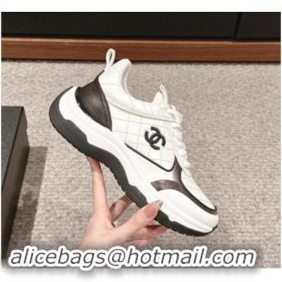 Hot Style Chanel Quilted Calfskin Sneakers White/Black 1016110