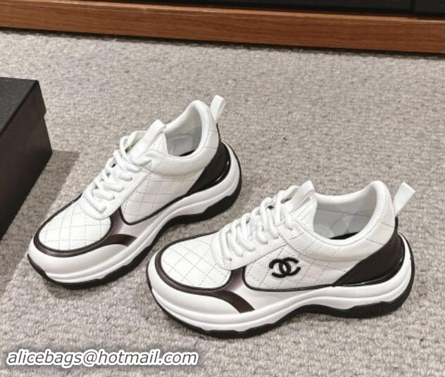 Hot Style Chanel Quilted Calfskin Sneakers White/Black 1016110