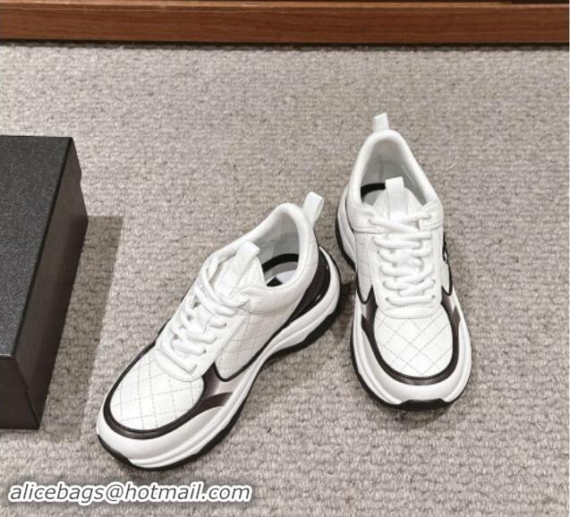 Hot Style Chanel Quilted Calfskin Sneakers White/Black 1016110