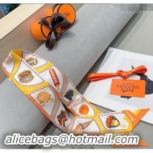 Super Quality Hermes Ice Cream Twilly Silk Bandeau Scarf 5x86cm 4120 Orange 2024