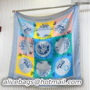 Best Price Hermes Jeu des Omnibus Remix Silk Sqaure Scarf 90x90cm 4152 Blue 2024