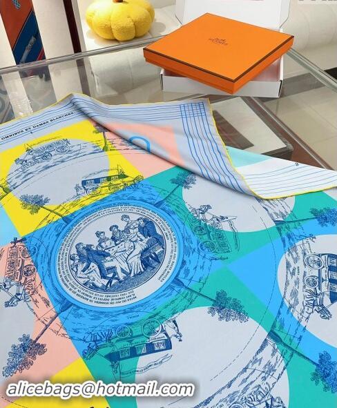 Best Price Hermes Jeu des Omnibus Remix Silk Sqaure Scarf 90x90cm 4152 Blue 2024