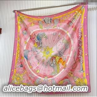 Famous Brand Hermes Chorus Stellarum bandana Silk Sqaure Scarf 90x90cm 0514 Pink 2024