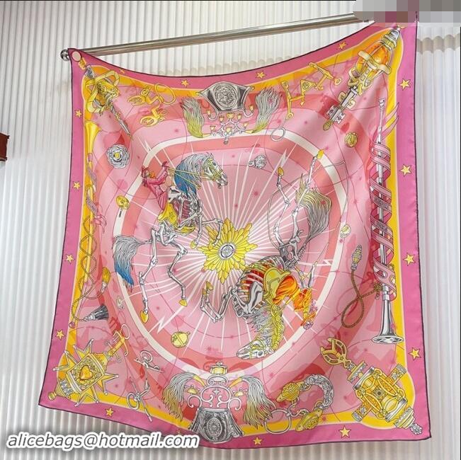 Famous Brand Hermes Chorus Stellarum bandana Silk Sqaure Scarf 90x90cm 0514 Pink 2024