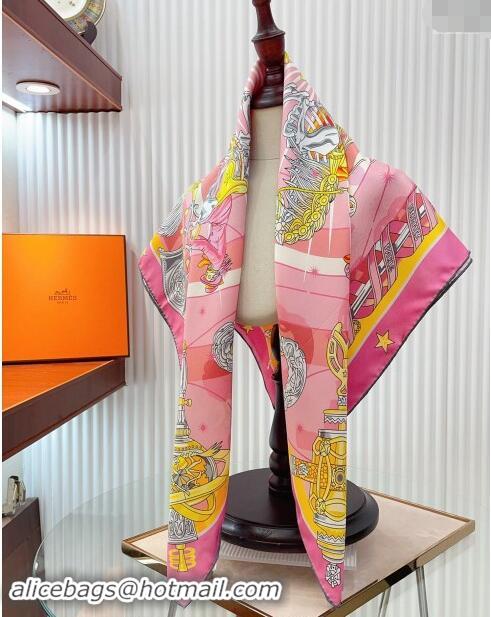 Famous Brand Hermes Chorus Stellarum bandana Silk Sqaure Scarf 90x90cm 0514 Pink 2024