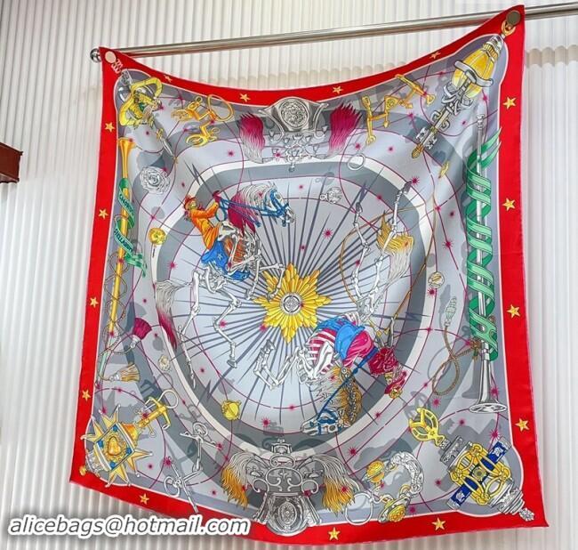 Well Crafted Hermes Chorus Stellarum bandana Silk Sqaure Scarf 90x90cm 0514 Grey 2024