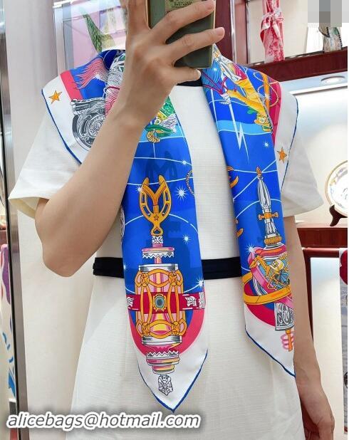 Most Popular Hermes Chorus Stellarum bandana Silk Sqaure Scarf 90x90cm 0514 Blue 2024