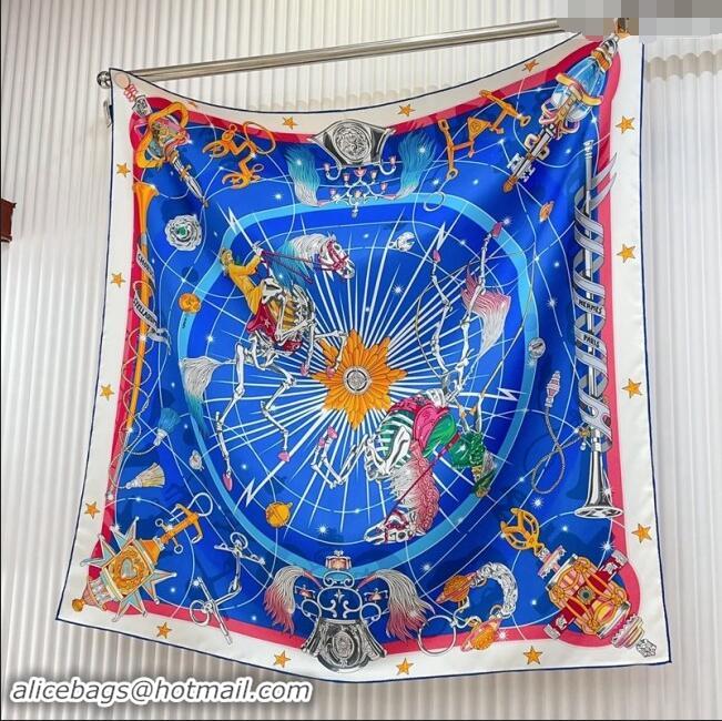 Most Popular Hermes Chorus Stellarum bandana Silk Sqaure Scarf 90x90cm 0514 Blue 2024