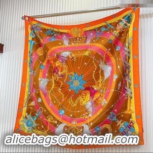 Top Grade Hermes Chorus Stellarum bandana Silk Sqaure Scarf 90x90cm 0514 Orange 2024