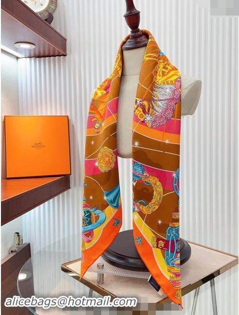 Top Grade Hermes Chorus Stellarum bandana Silk Sqaure Scarf 90x90cm 0514 Orange 2024