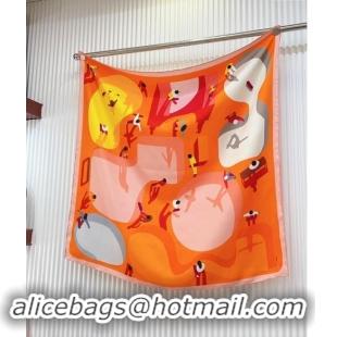 Inexpensive Hermes Figures Libres Silk Square Scarf 90x90cm 0619 Orange 2024