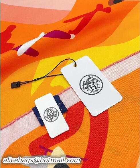 Inexpensive Hermes Figures Libres Silk Square Scarf 90x90cm 0619 Orange 2024