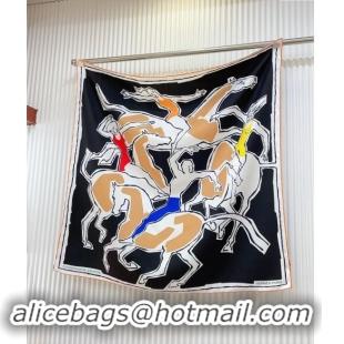 Low Cost Hermes Choreographie Equestre Silk Square Scarf 90x90cm 0619 Black 2024