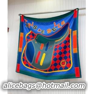 Pretty Style Hermes Tapis De Selle Silk Square Scarf 90x90cm 0514 Blue 2024