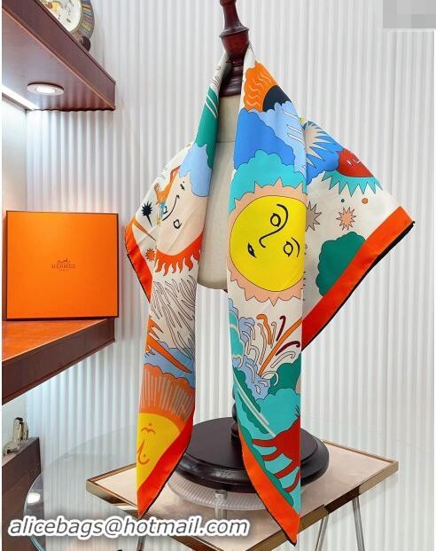 Shop Promotional Hermes Helias Silk Square Scarf 90x90cm 0730 Orange 2024