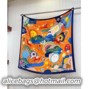 Shop Promotional Hermes Helias Silk Square Scarf 90x90cm 0730 Orange 2024