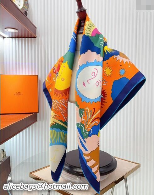 Shop Promotional Hermes Helias Silk Square Scarf 90x90cm 0730 Orange 2024