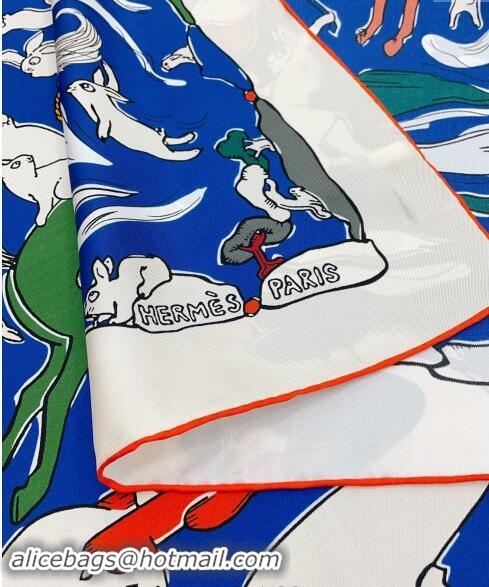 Well Crafted Hermes Rabbit Silk Square Scarf 90x90cm 0730 White 2024