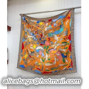 Buy Classic Hermes Rabbit Silk Square Scarf 90x90cm 0730 Grey 2024