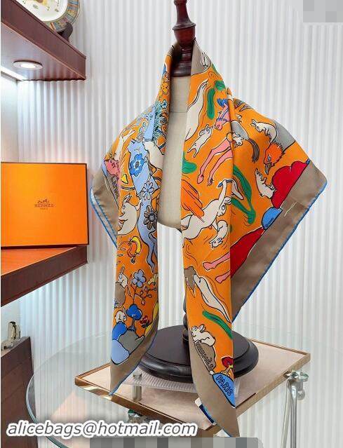 Buy Classic Hermes Rabbit Silk Square Scarf 90x90cm 0730 Grey 2024