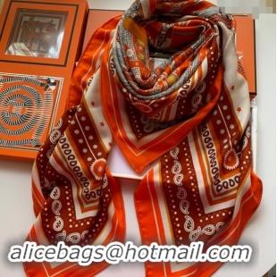 New Cheap Hermes Cashmere & Silk Sqaure Shawl Scarf 140cm H8601 Orange 2024 Top