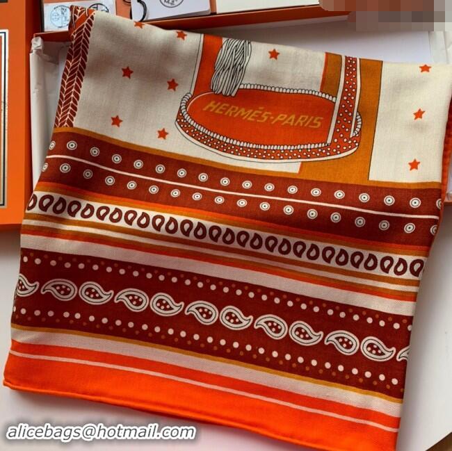 New Cheap Hermes Cashmere & Silk Sqaure Shawl Scarf 140cm H8601 Orange 2024 Top