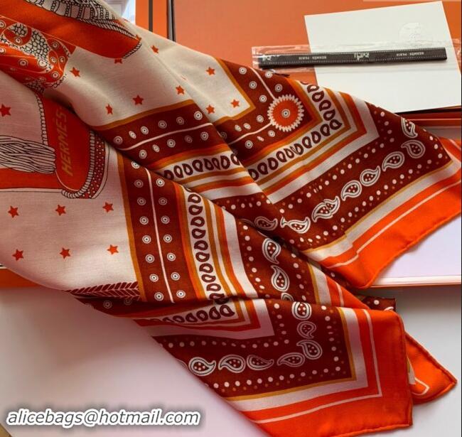 New Cheap Hermes Cashmere & Silk Sqaure Shawl Scarf 140cm H8601 Orange 2024 Top