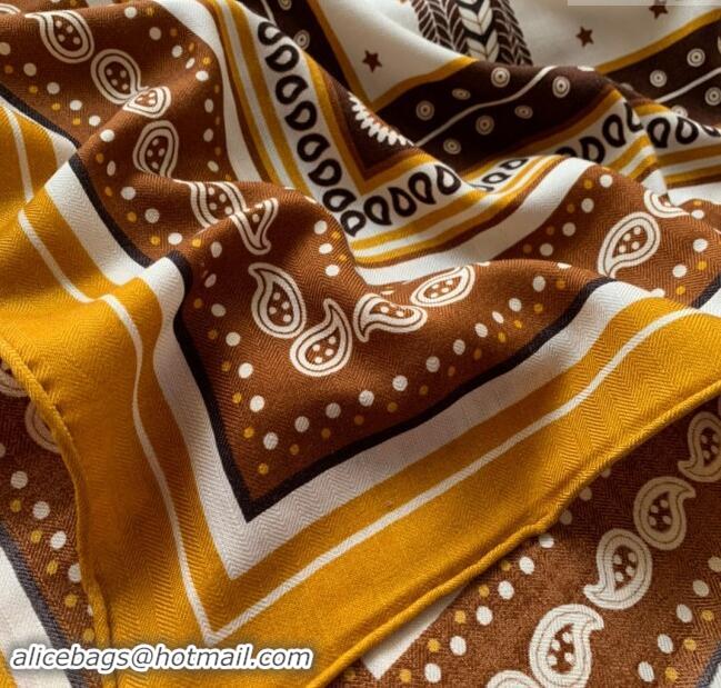 Well Crafted Hermes Cashmere & Silk Sqaure Shawl Scarf 140cm H8603 Brown 2024 Top