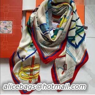 Famous Brand Hermes Cashmere & Silk Sqaure Shawl Scarf 140cm H8605 White 2024 Top