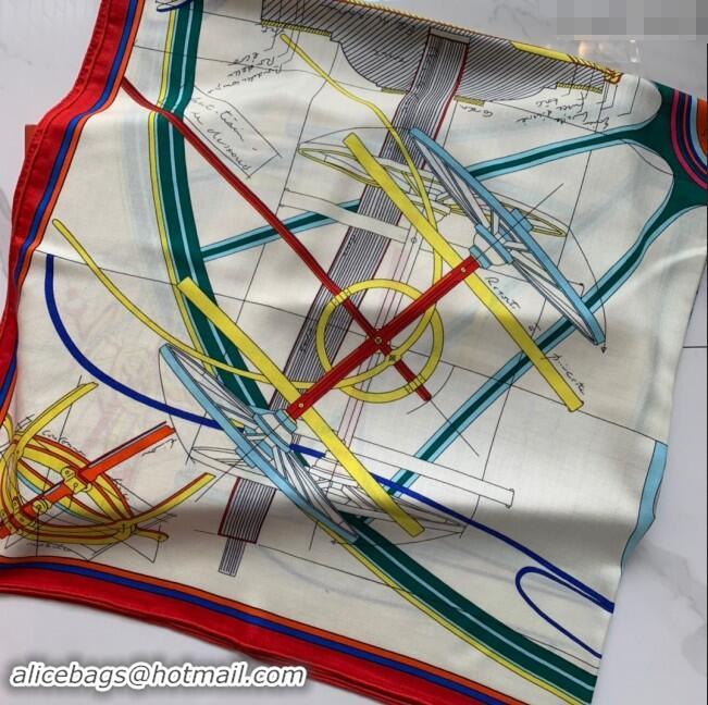 Famous Brand Hermes Cashmere & Silk Sqaure Shawl Scarf 140cm H8605 White 2024 Top