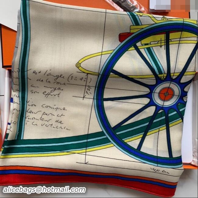 Famous Brand Hermes Cashmere & Silk Sqaure Shawl Scarf 140cm H8605 White 2024 Top