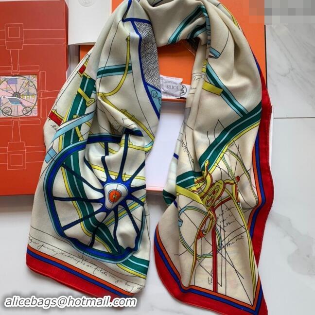 Famous Brand Hermes Cashmere & Silk Sqaure Shawl Scarf 140cm H8605 White 2024 Top