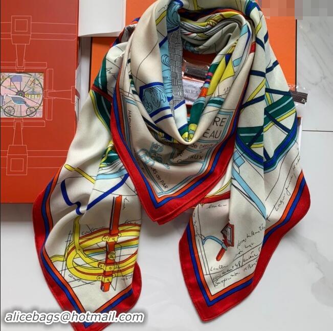 Famous Brand Hermes Cashmere & Silk Sqaure Shawl Scarf 140cm H8605 White 2024 Top