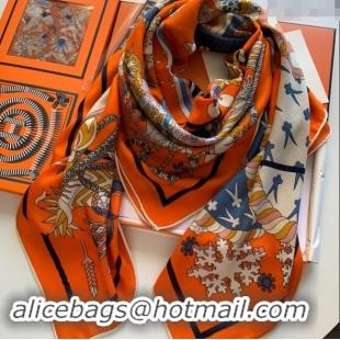 Super Quality Hermes Cashmere & Silk Sqaure Shawl Scarf 140cm H8607 Orange 2024 Top