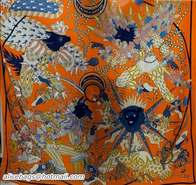 Super Quality Hermes Cashmere & Silk Sqaure Shawl Scarf 140cm H8607 Orange 2024 Top