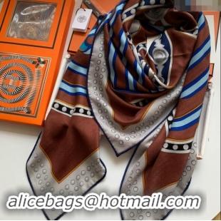 Affordable Price Hermes Cashmere & Silk Sqaure Shawl Scarf 140cm H8608 Brown 2024 Top